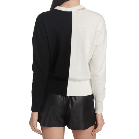 N: Philanthropy The York Color Block Sweater Size Black White NWT Lightweight - Picture 2 of 6
